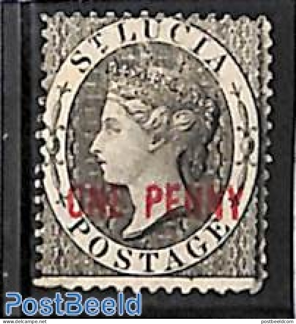Saint Lucia 1884 ONE PENNY, Stamp Out Of Set, Without Gum, Unused (hinged) - St.Lucia (1979-...)
