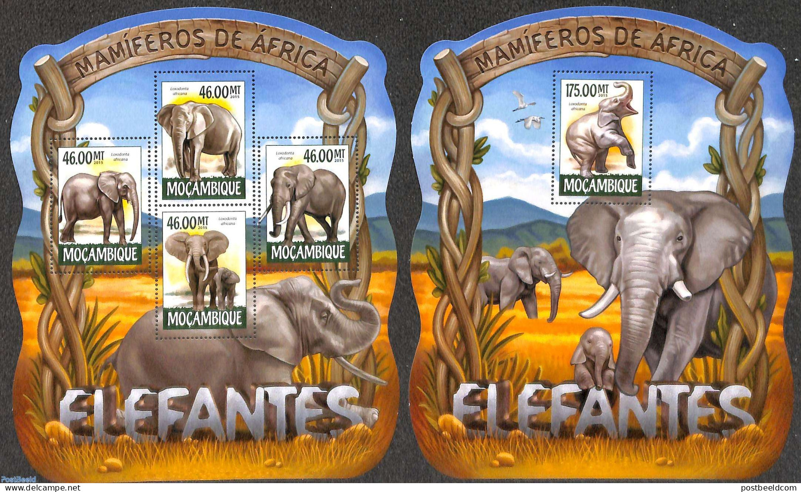 Mozambique 2015 Elephants 2 S/s, Mint NH, Nature - Elephants - Mozambique