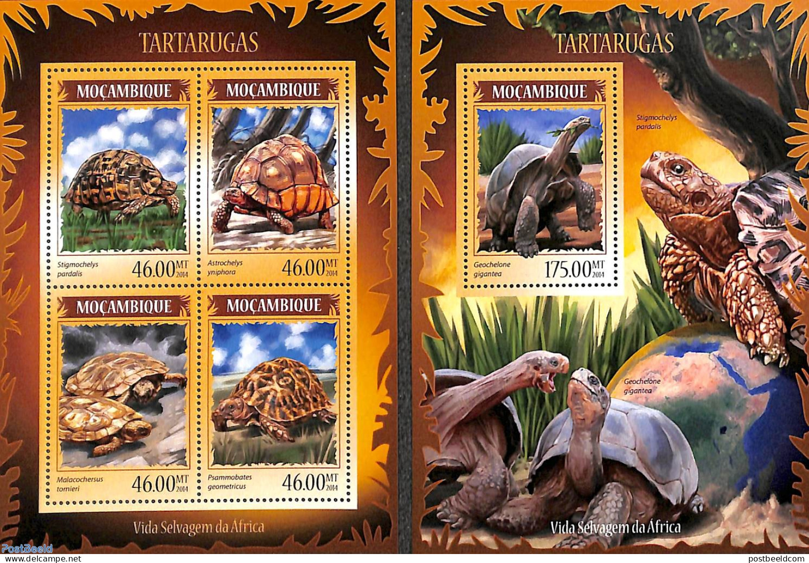 Mozambique 2014 Turtles 2 S/s, Mint NH, Nature - Reptiles - Turtles - Mozambique