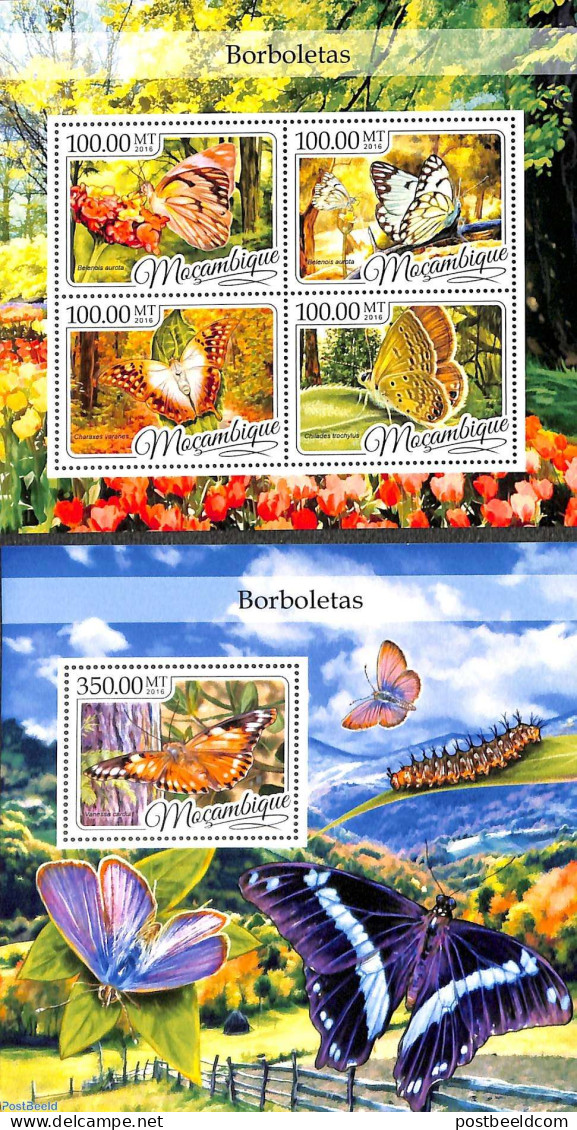 Mozambique 2016 Butterflies 2 S/s, Mint NH, Nature - Butterflies - Mozambique