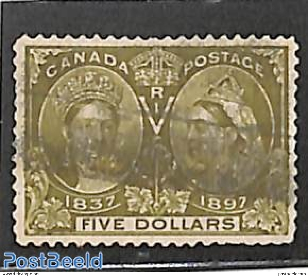 Canada 1897 5$, Used, Used Stamps - Gebruikt