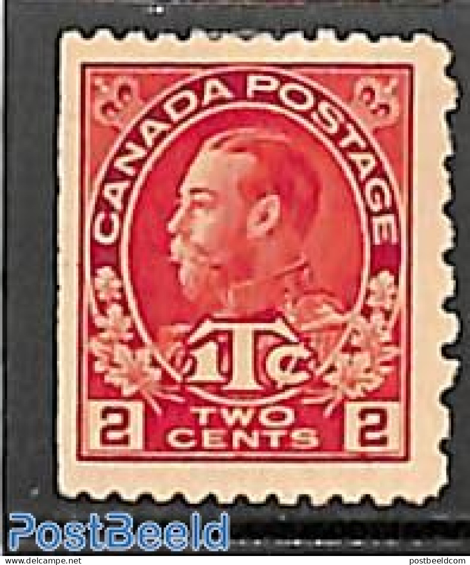 Canada 1916 2c, ITC, Perf. 12:8, Unused, Unused (hinged) - Ongebruikt