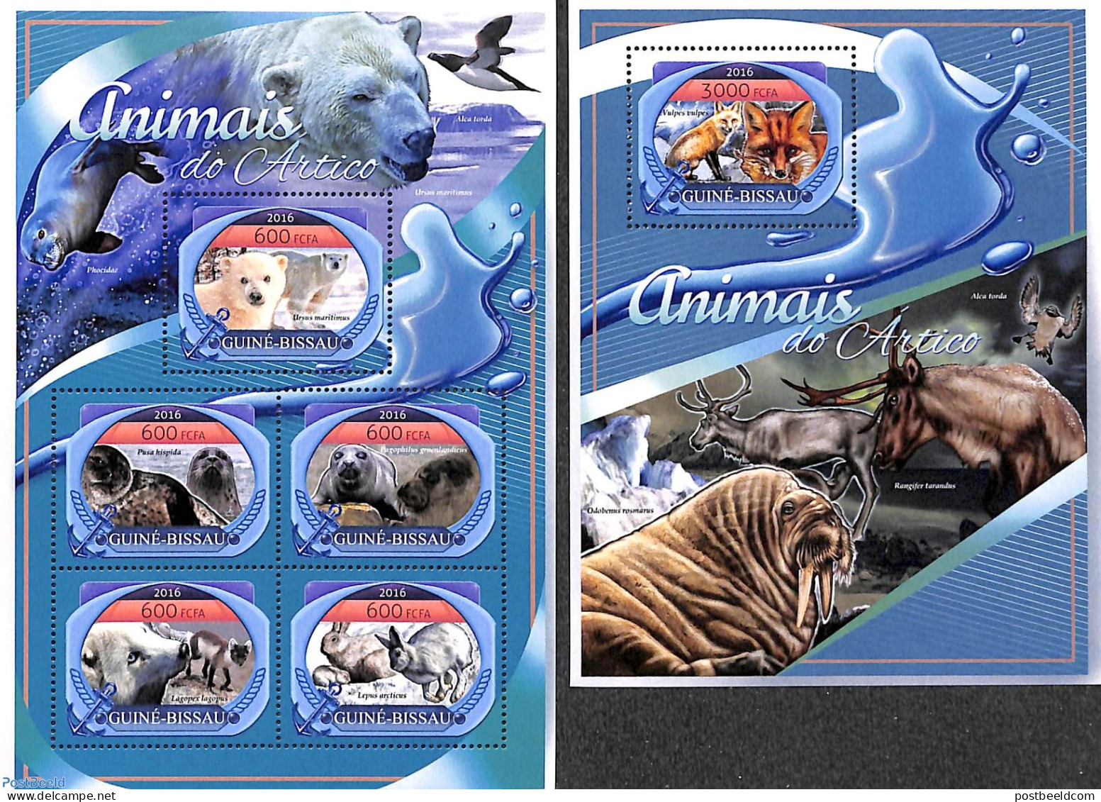 Guinea Bissau 2016 Arctic Animals 2 S/s, Mint NH, Nature - Science - Animals (others & Mixed) - Bears - Rabbits / Hare.. - Guinea-Bissau