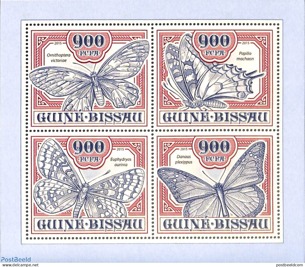 Guinea Bissau 2016 Butterflies 4v M/s, Mint NH, Nature - Butterflies - Guinea-Bissau