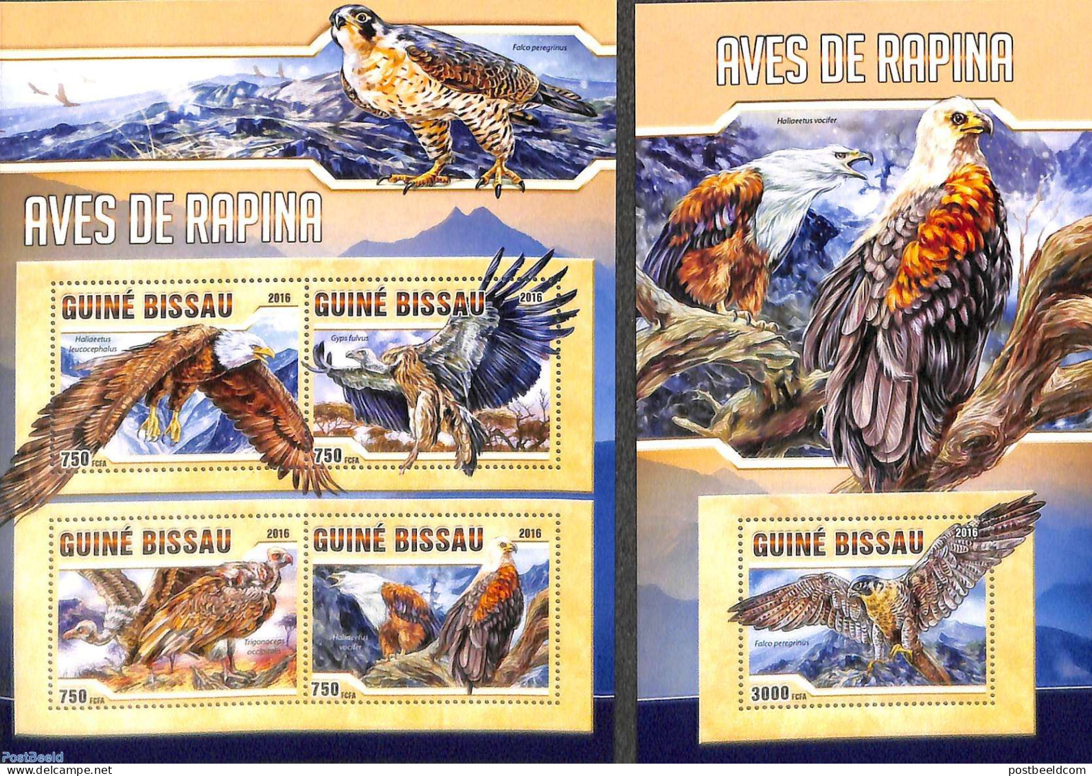 Guinea Bissau 2016 Birds Of Prey 2 S/s, Mint NH, Nature - Birds - Birds Of Prey - Guinea-Bissau