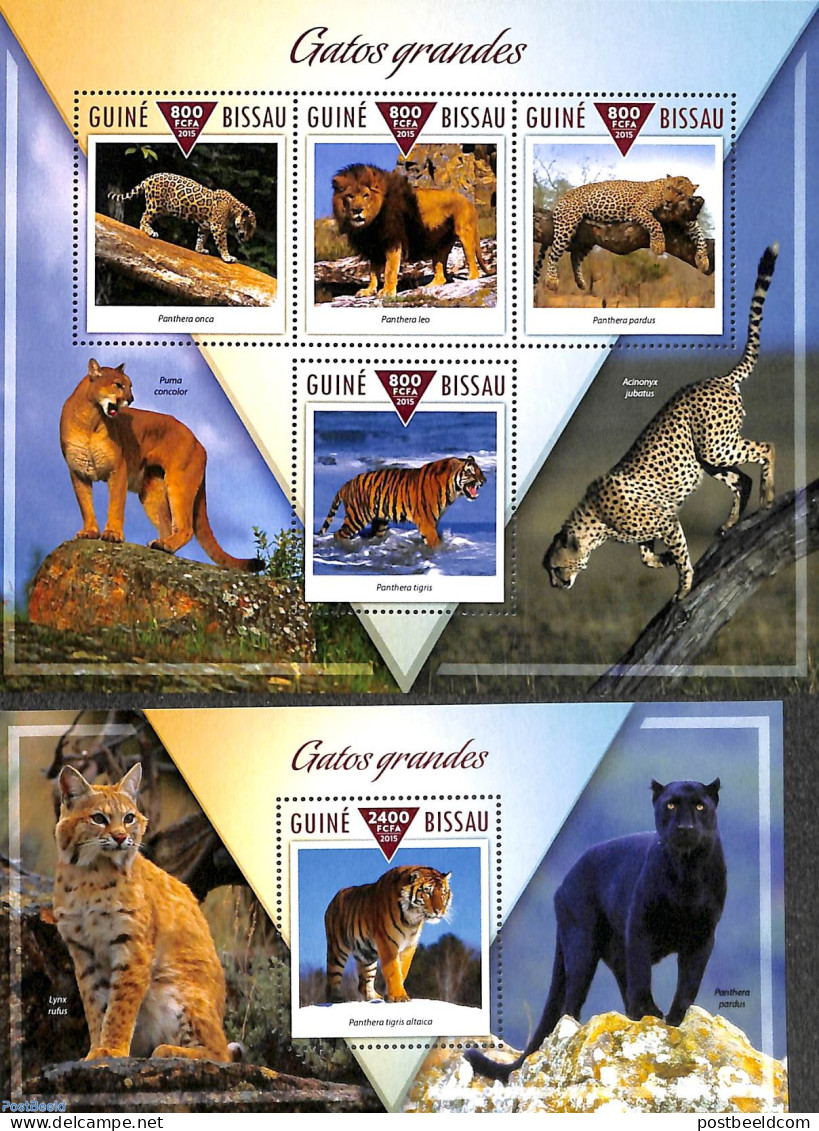 Guinea Bissau 2015 Big Cats 2 S/s, Mint NH, Nature - Cat Family - Guinea-Bissau