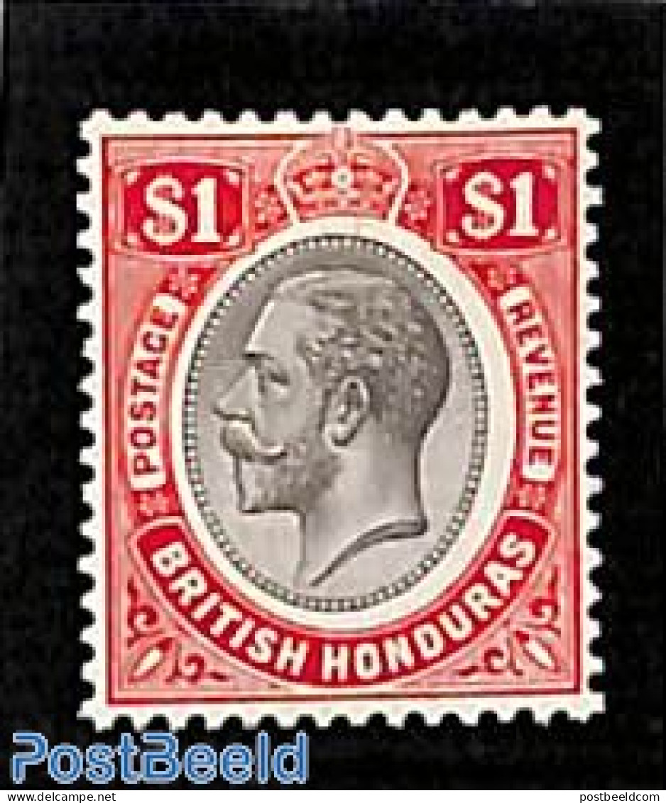Belize/British Honduras 1925 1$, WM Script-CA, Stamp Out Of Set, Unused (hinged) - Honduras Britannico (...-1970)