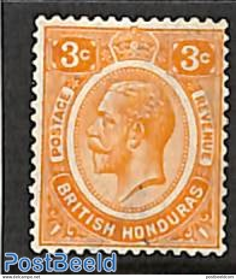 Belize/British Honduras 1922 3c, WM Script-CA, Stamp Out Of Set, Unused (hinged) - Honduras Britannique (...-1970)