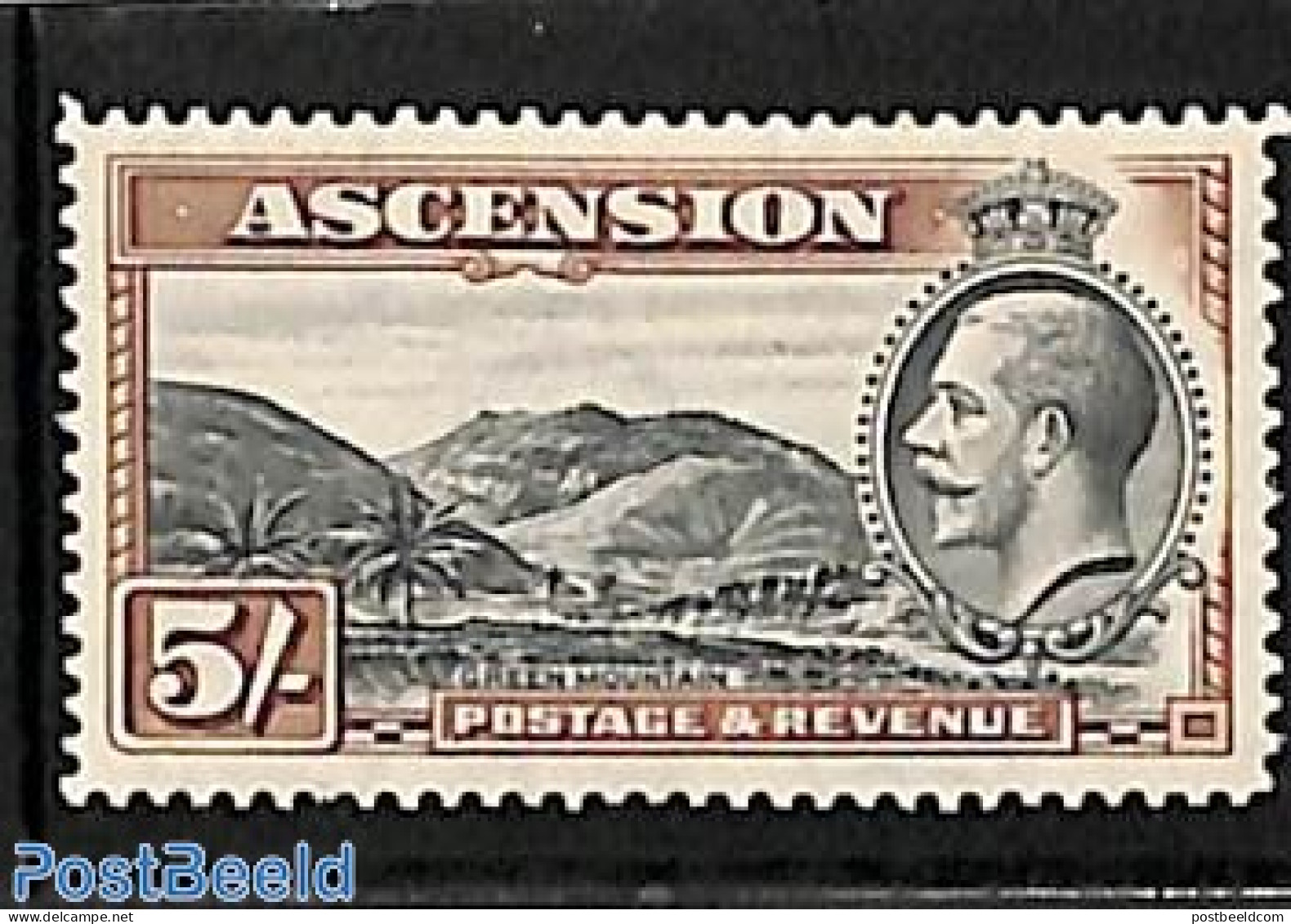 Ascension 1934 5sh, Stamp Out Of Set, Unused (hinged) - Ascension
