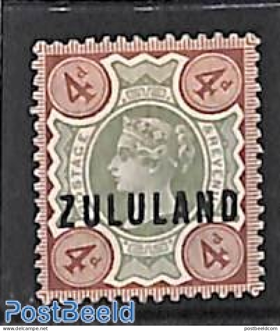 South Africa 1888 Zululand, 4d, Stamp Out Of Set, Unused (hinged) - Unused Stamps