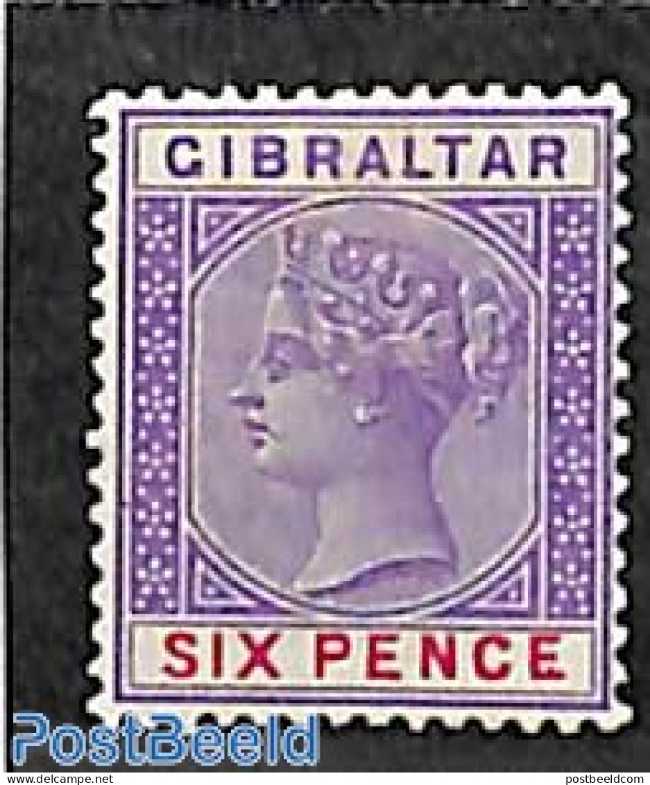 Gibraltar 1898 6p, Stamp Out Of Set, Unused (hinged) - Gibraltar