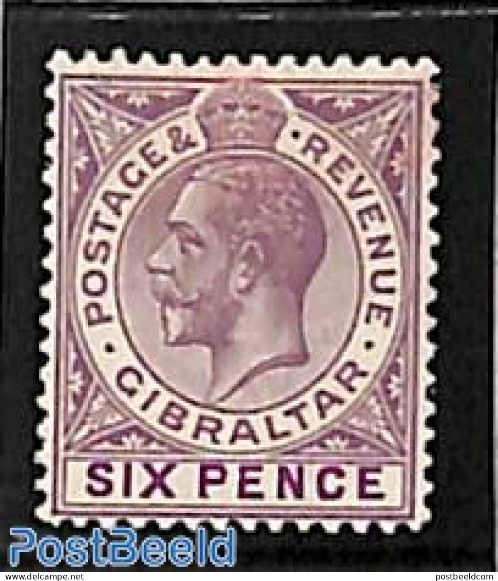 Gibraltar 1912 6d, WM Mult.Crown-CA, Stamp Out Of Set, Unused (hinged) - Gibilterra