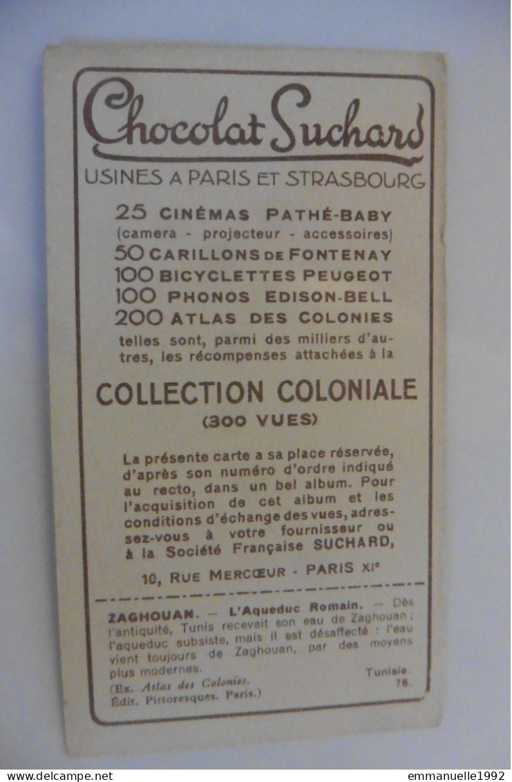 Chromo Collection Chocolat Suchard - Tunisie - Zaghouan - Aqueduc Romain - N°76 - Suchard