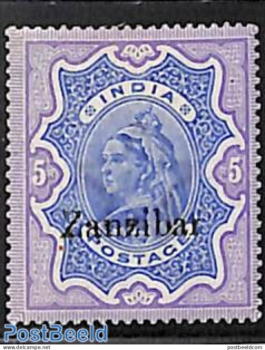 Zanzibar 1895 5R, Stamp Out Of Set, Unused (hinged) - Zanzibar (1963-1968)