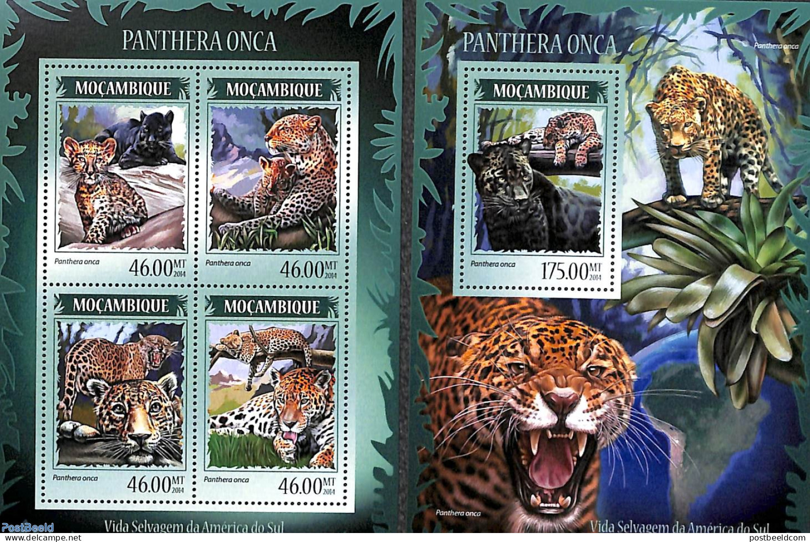 Mozambique 2014 Panthers 2 S/s, Mint NH, Nature - Cat Family - Mozambique