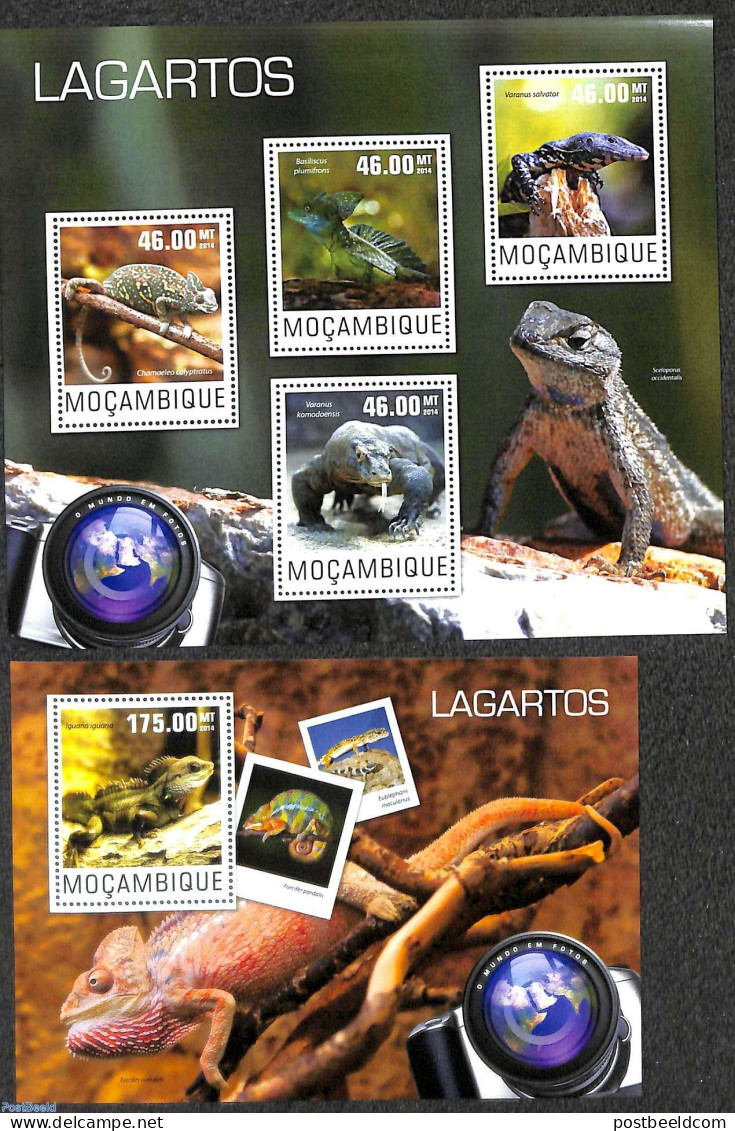 Mozambique 2014 Reptiles 2 S/s, Mint NH, Nature - Reptiles - Mosambik