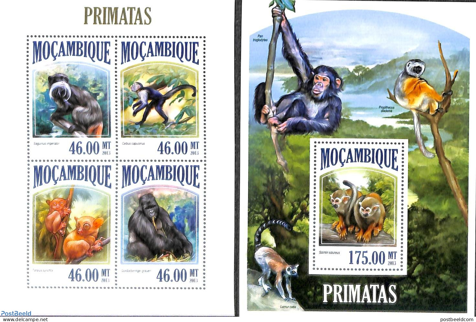 Mozambique 2013 Primates 2 S/s, Mint NH, Nature - Monkeys - Mozambique