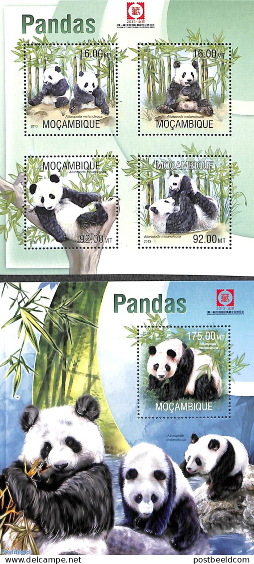 Mozambique 2013 Pandas 2 S/s, Mint NH, Nature - Animals (others & Mixed) - Mozambique