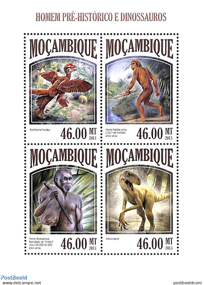 Mozambique 2013 Pre History 4v M/s, Mint NH, Nature - Prehistoric Animals - Prehistorics