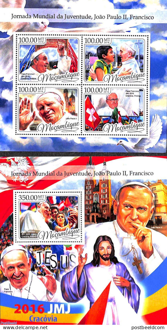 Mozambique 2016 Popes 2 S/s, Mint NH, Religion - Pope - Religion - Pausen