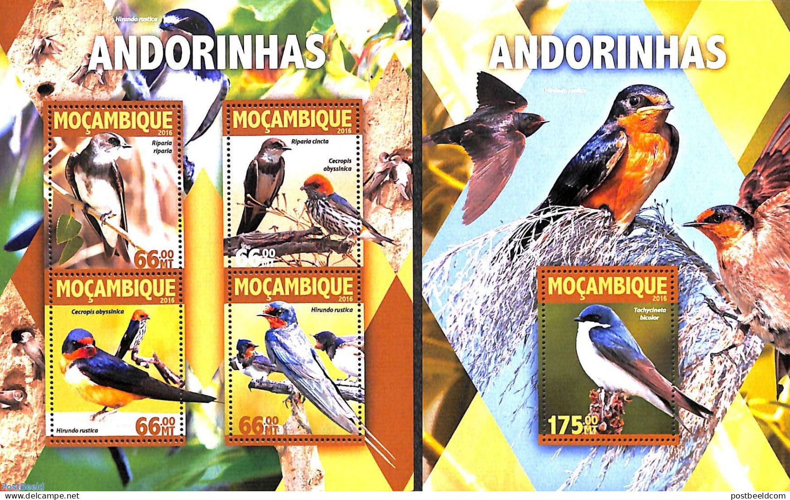 Mozambique 2016 Birds 2 S/s, Mint NH, Nature - Birds - Mozambique
