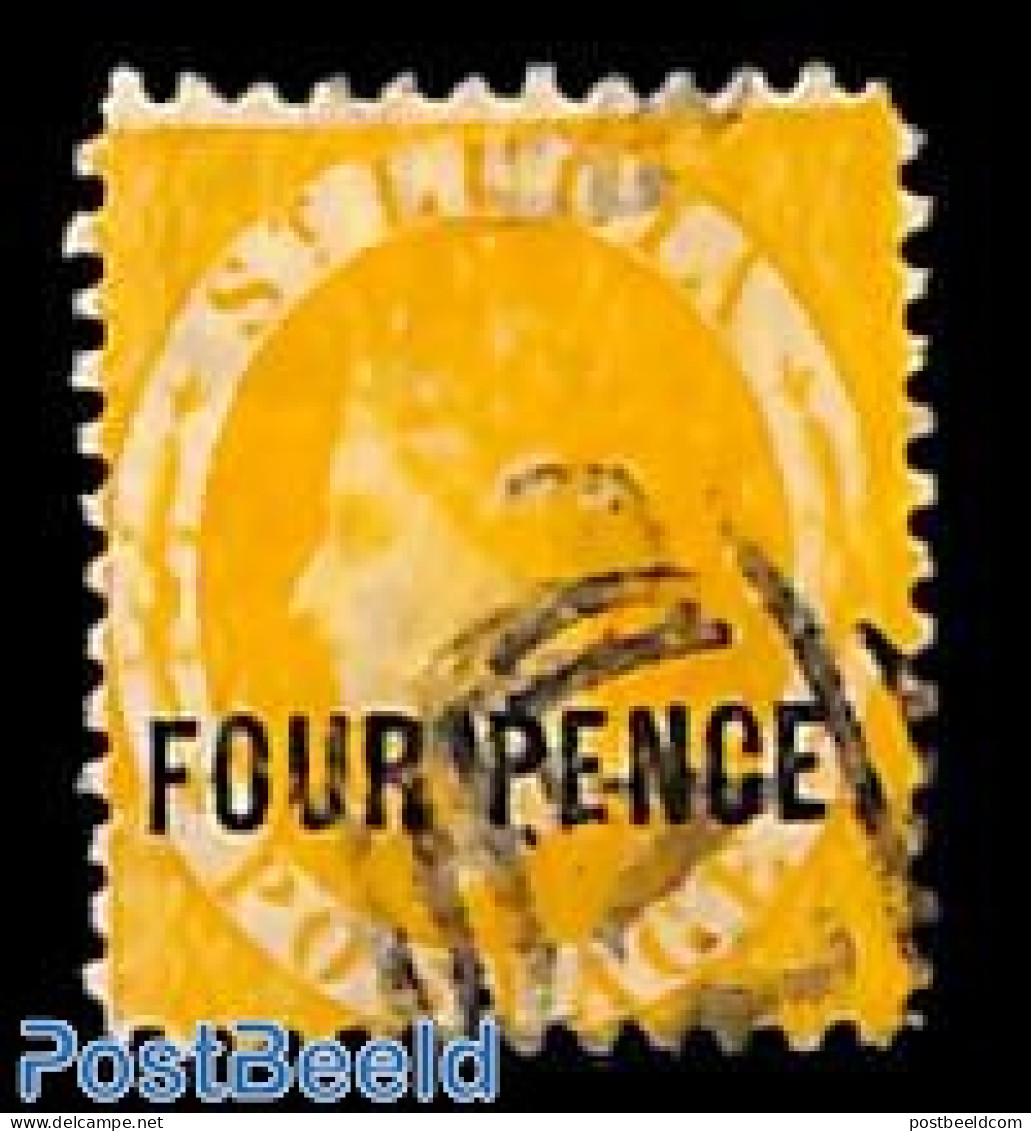 Saint Lucia 1884 FOUR PENCE, Perf. 12, Used, Used Stamps - St.Lucia (1979-...)