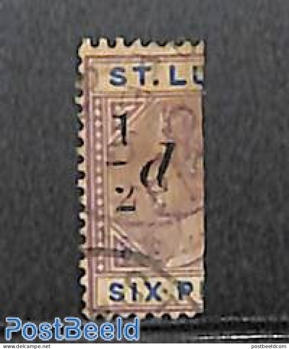 Saint Lucia 1891 1/2d On 6d, Used, Used Stamps - St.Lucie (1979-...)