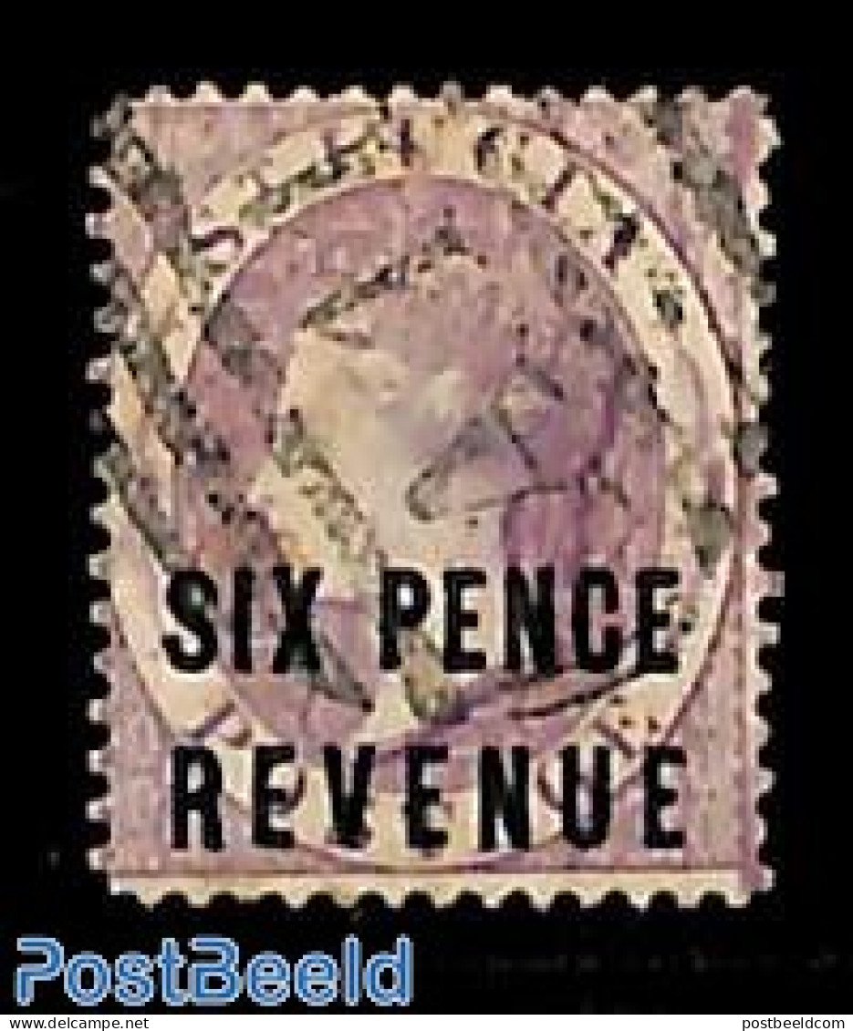 Saint Lucia 1882 SIX PENCE REVENUE, Used, Used Stamps - St.Lucie (1979-...)