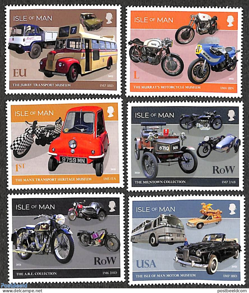 Isle Of Man 2021 Transport Museum 6v, Mint NH, Transport - Automobiles - Motorcycles - Art - Museums - Auto's