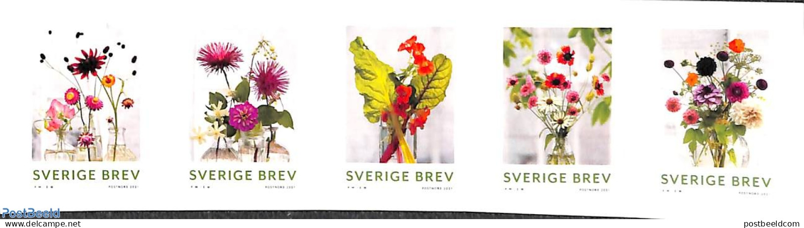 Sweden 2021 Late Summer Flowers 5v S-a, Mint NH, Nature - Flowers & Plants - Nuevos