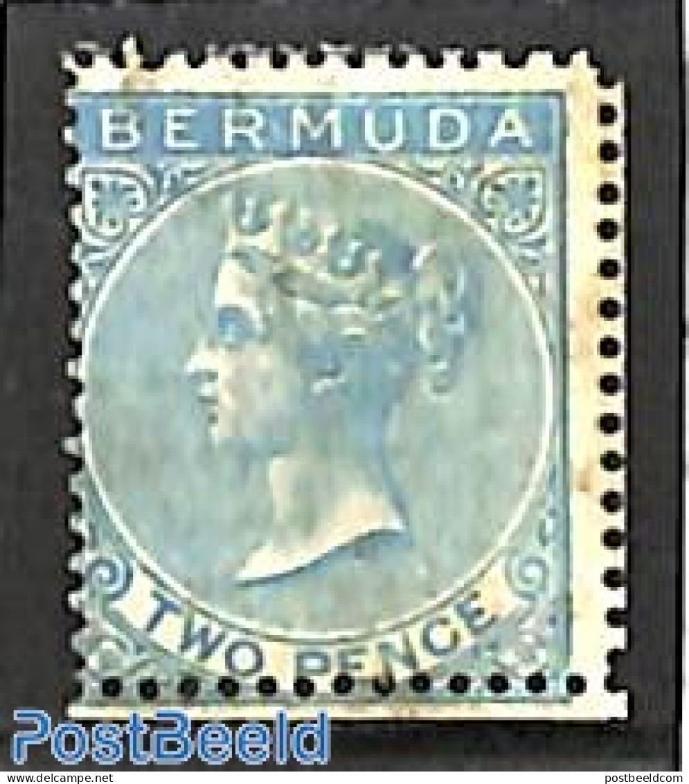 Bermuda 1865 2d, WM Crown-CC, Tiny Brown Spots, Unused (hinged) - Bermudes