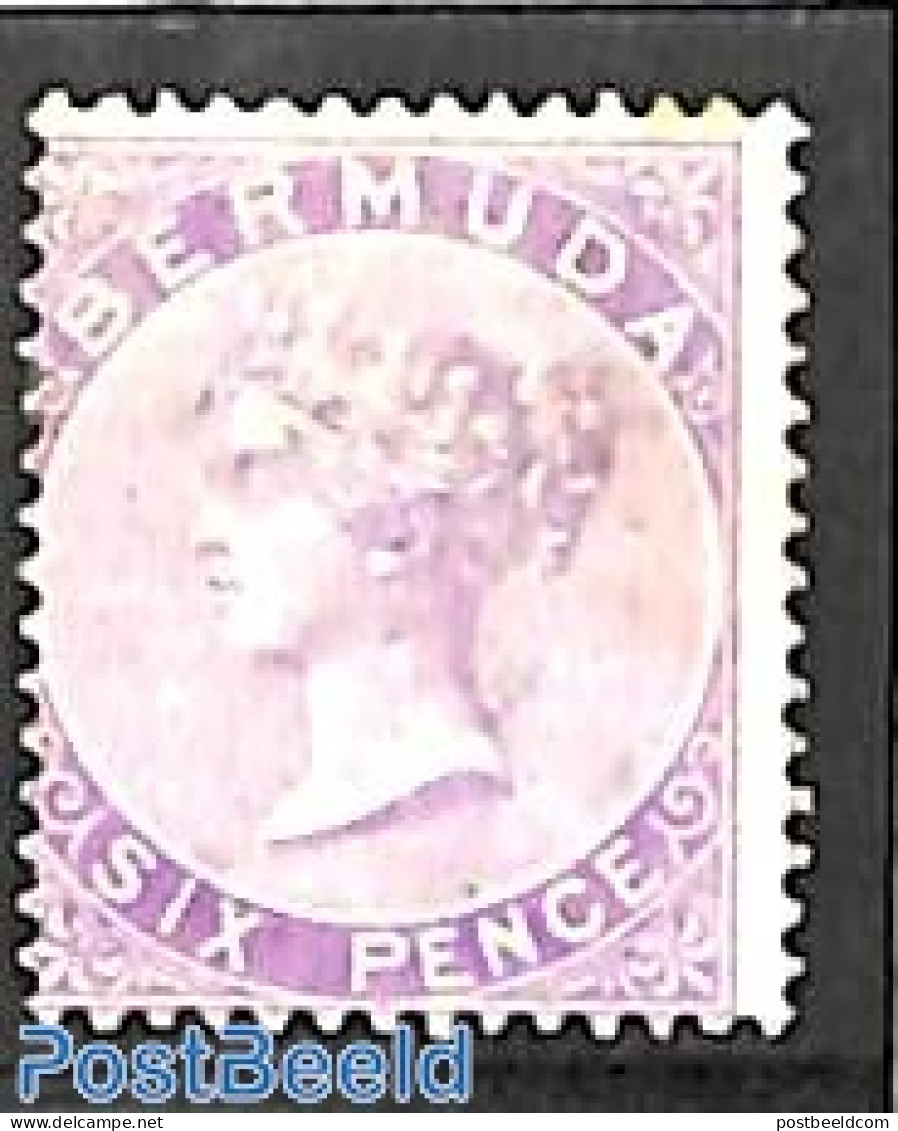 Bermuda 1865 6d, Perf. 14, WM Crown-CC, Stamp Out Of Set, Unused (hinged) - Bermudes