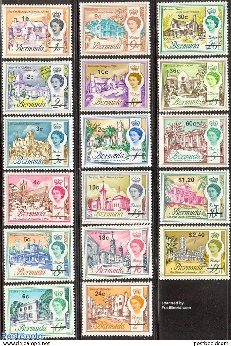 Bermuda 1970 Overprints 17v, Unused (hinged), Religion - Churches, Temples, Mosques, Synagogues - Art - Architecture - Kirchen U. Kathedralen