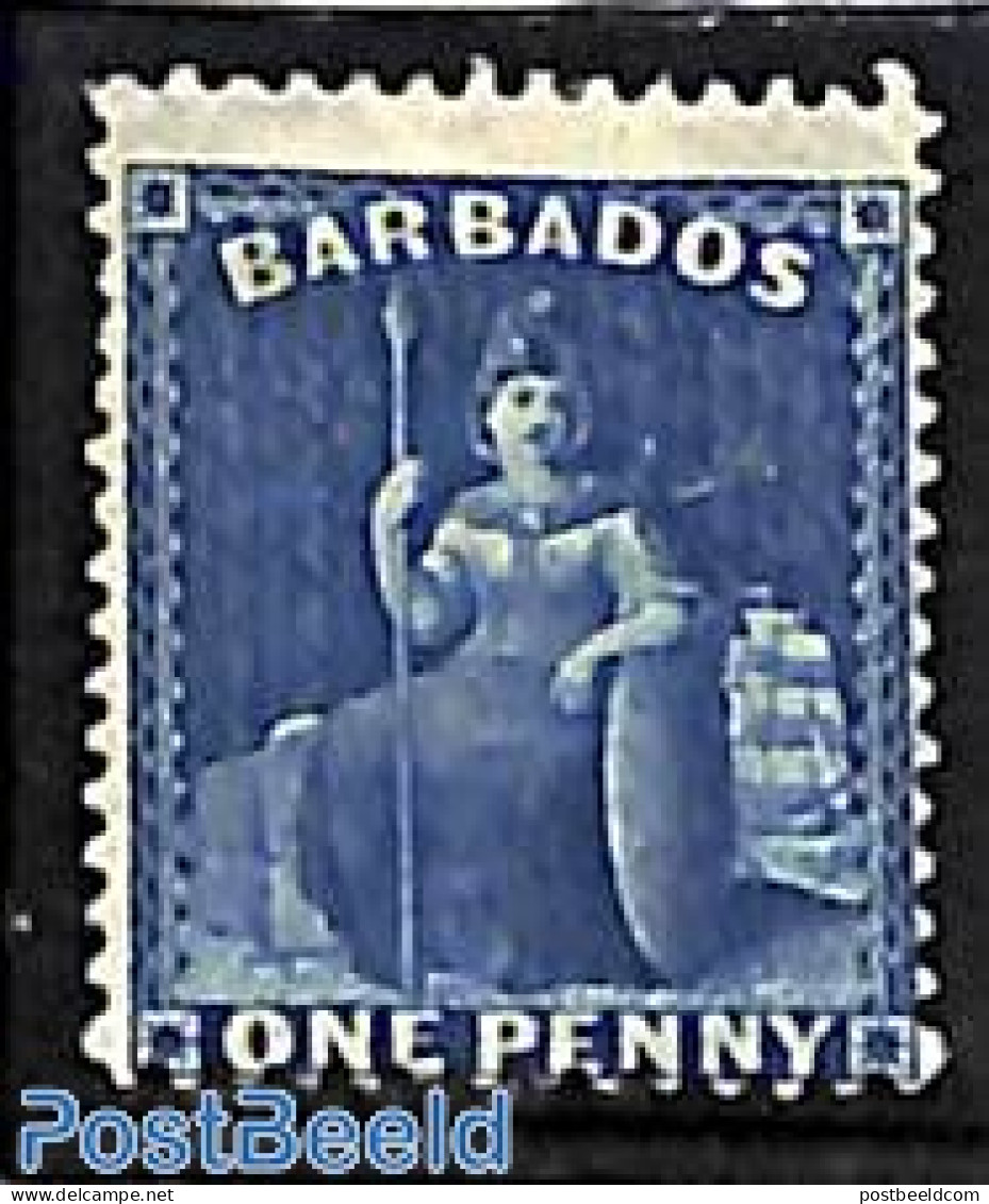 Barbados 1874 1d, WM Large Star, Perf. 14, Unused (hinged) - Barbados (1966-...)