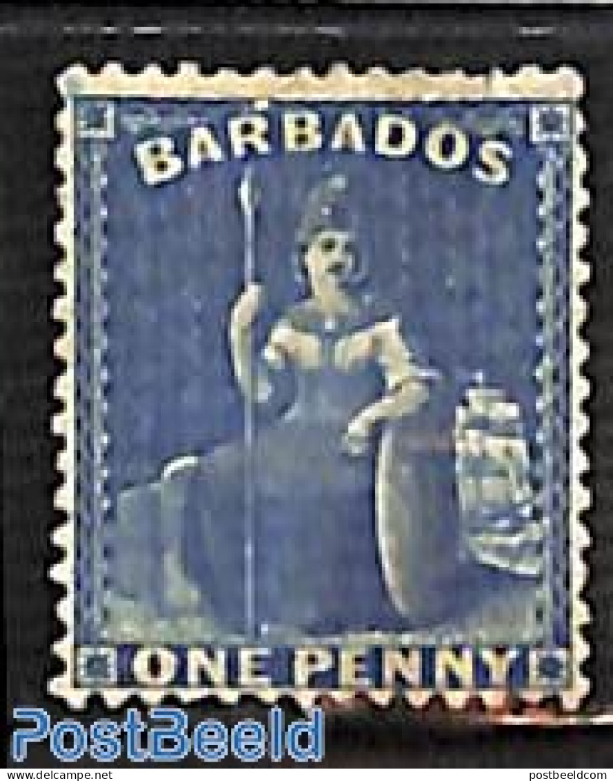 Barbados 1874 1p, WM Large Star, Stamp Out Of Set, Unused (hinged) - Barbades (1966-...)