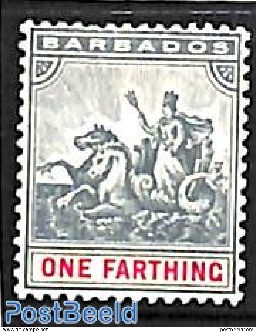Barbados 1905 1Fa, WM Mult. Crown-CA, Stamp Out Of Set, Unused (hinged), Nature - Horses - Barbados (1966-...)