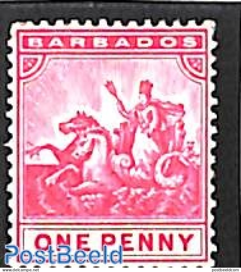 Barbados 1905 1d, WM Mult. Crown-CA, Stamp Out Of Set, Unused (hinged), Nature - Horses - Barbados (1966-...)
