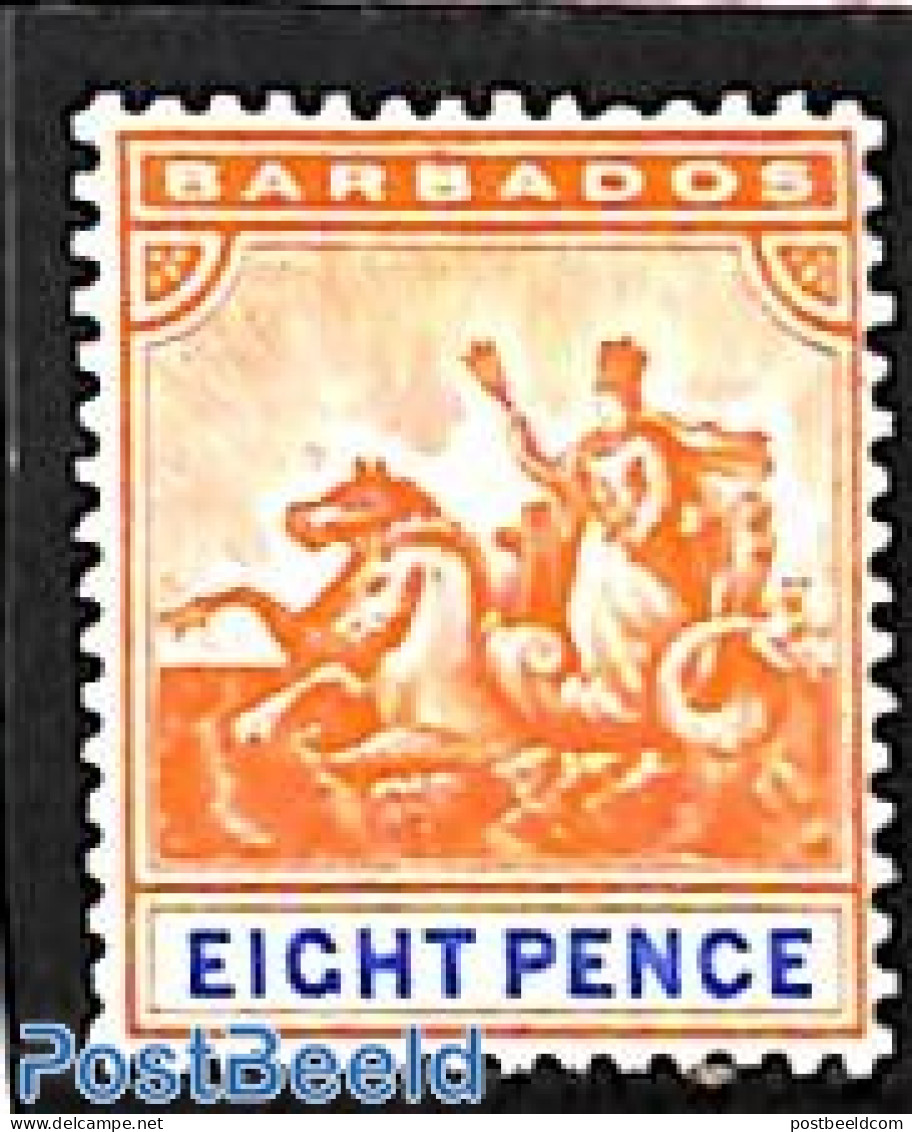 Barbados 1905 8d, WM Mult. Crown-CA, Stamp Out Of Set, Unused (hinged), Nature - Horses - Barbades (1966-...)