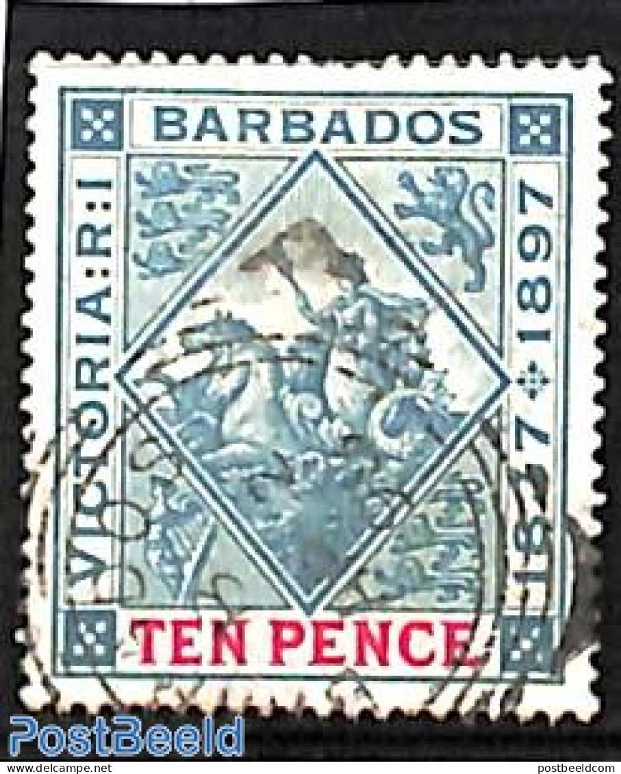 Barbados 1897 10 Pence, Used, Used Stamps, Nature - Horses - Barbades (1966-...)