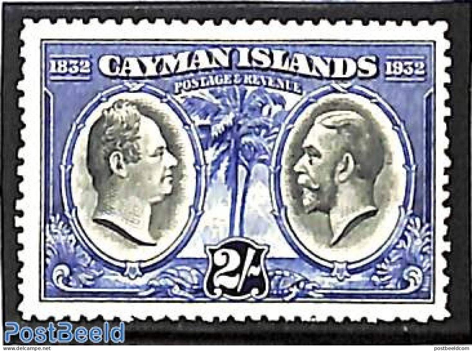 Cayman Islands 1932 2sh, Stamp Out Of Set, Unused (hinged) - Iles Caïmans