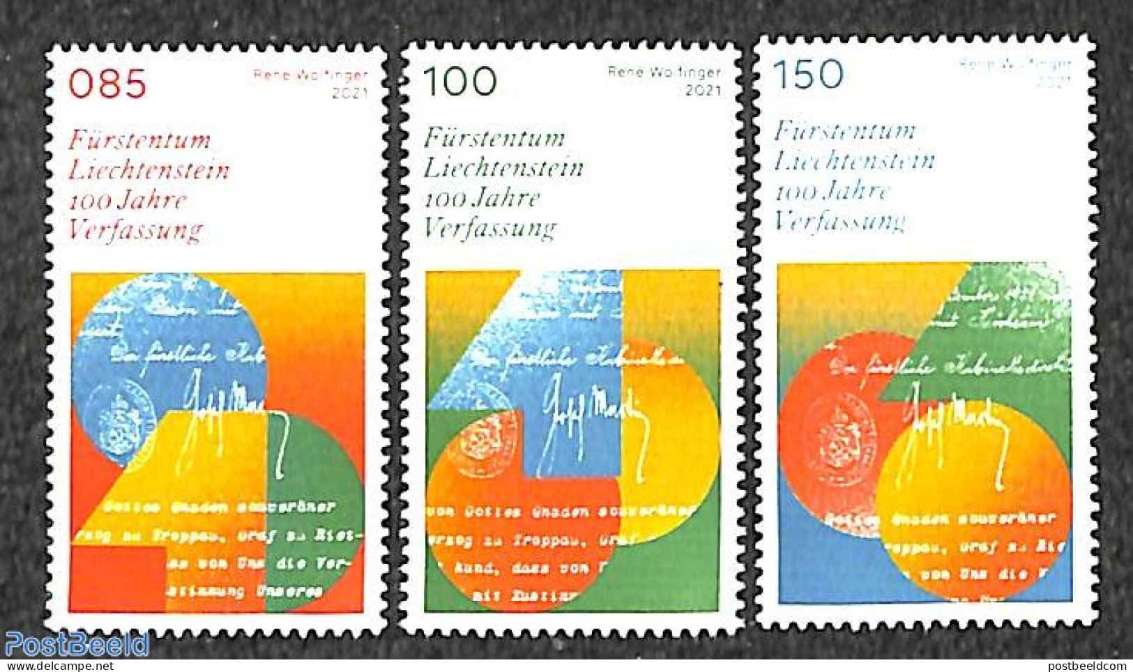 Liechtenstein 2021 Constitution 3v, Mint NH, Various - Justice - Unused Stamps