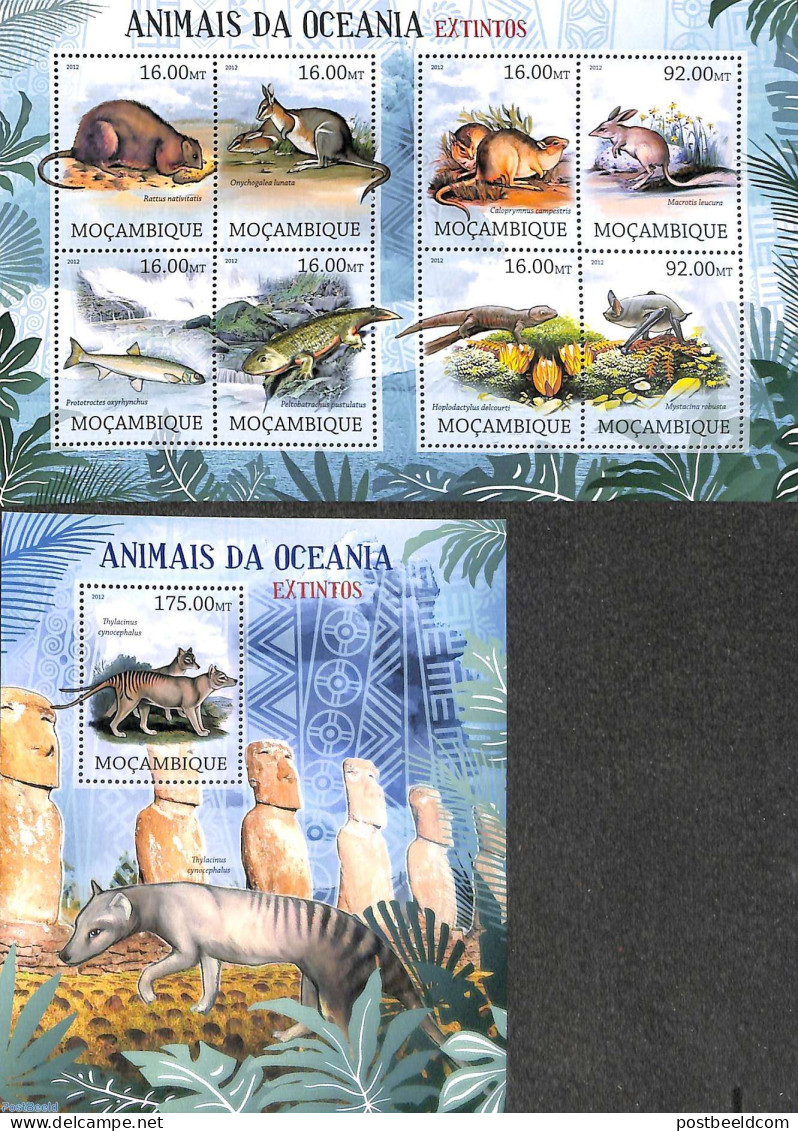 Mozambique 2012 Extinct Animals Of Oceania 2 S/s, Mint NH, Nature - Animals (others & Mixed) - Mozambique