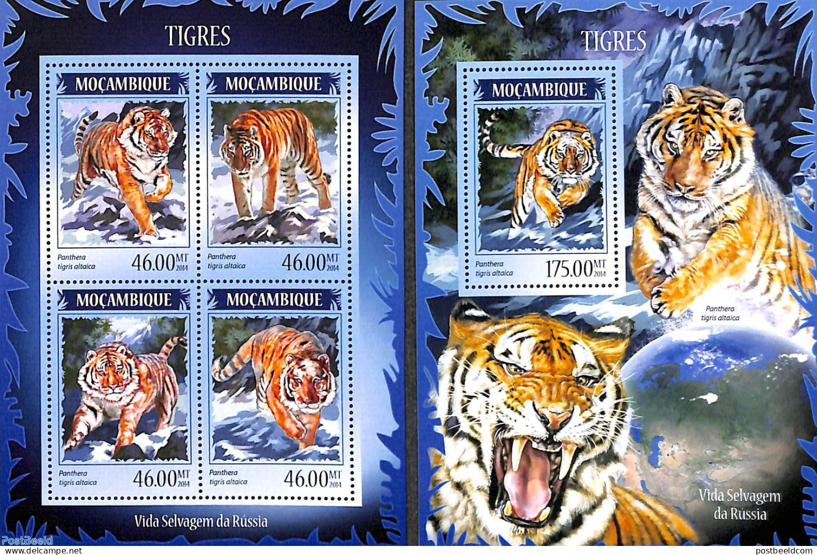 Mozambique 2014 Tigers 2 S/s, Mint NH, Nature - Animals (others & Mixed) - Cat Family - Mozambique