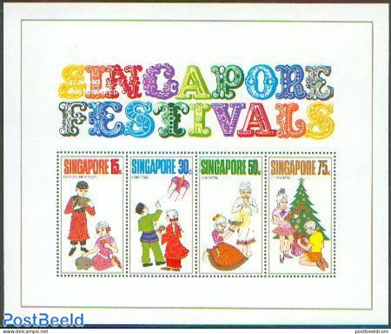 Singapore 1971 Singapore Festival S/s, Unused (hinged), Religion - Various - Christmas - Folklore - Christmas