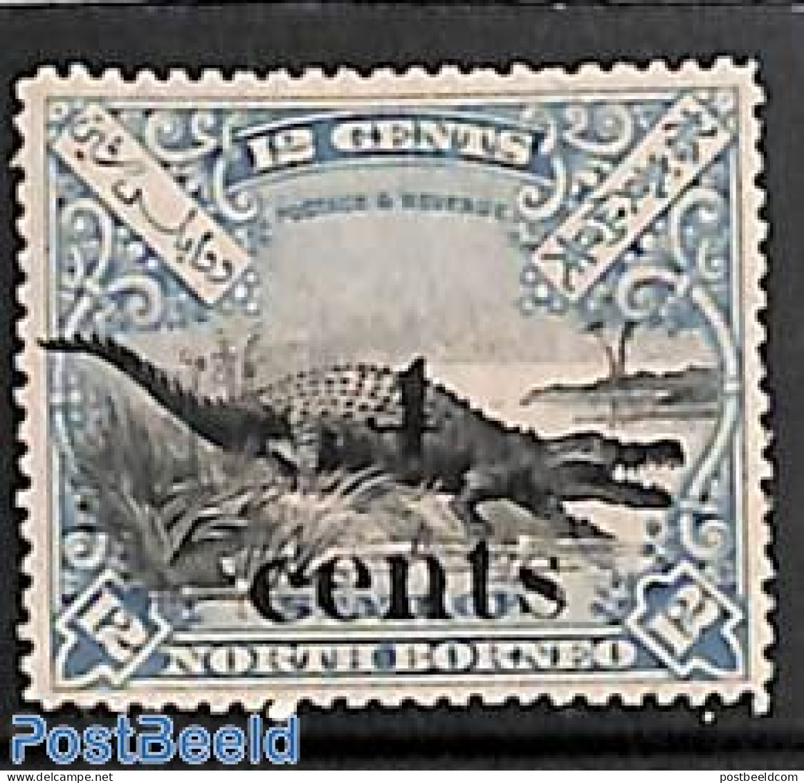 North Borneo 1904 4c On 12c, Stamp Out Of Set, Unused (hinged), Nature - Crocodiles - Borneo Septentrional (...-1963)
