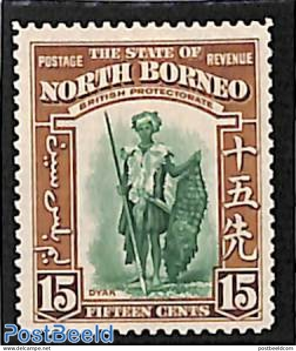 North Borneo 1939 15c, Stamp Out Of Set, Unused (hinged), History - Noord Borneo (...-1963)