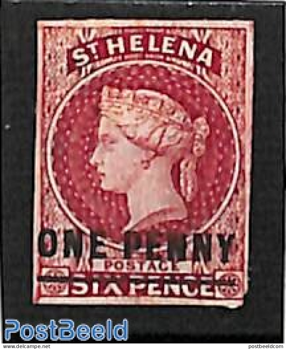 Saint Helena 1863 Overprint (lengt 18.5mm) 1v, Unused (hinged) - Saint Helena Island
