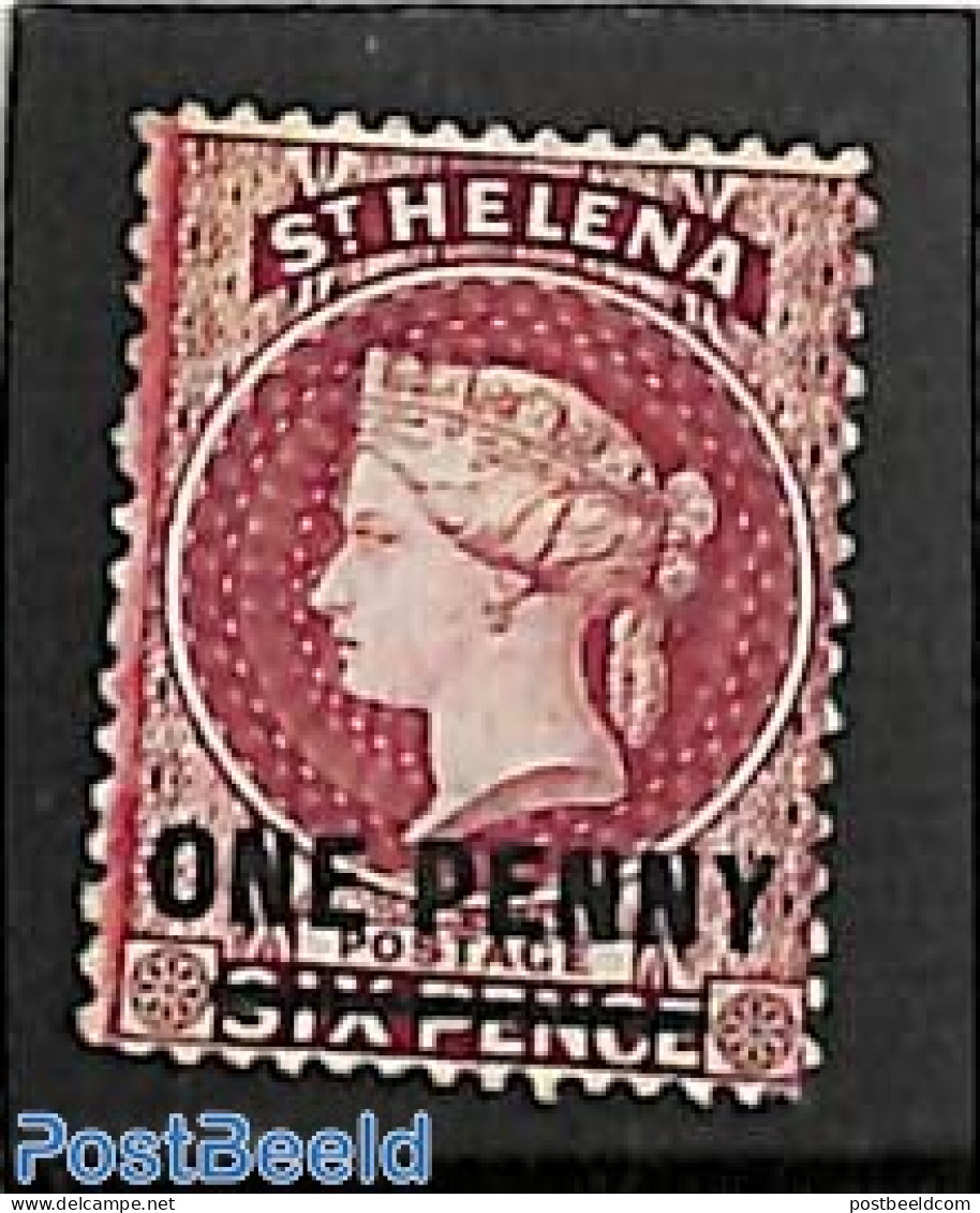 Saint Helena 1879 1d On 6d, Perf. 14:12.5, Unused Without Gum, Unused (hinged) - Saint Helena Island