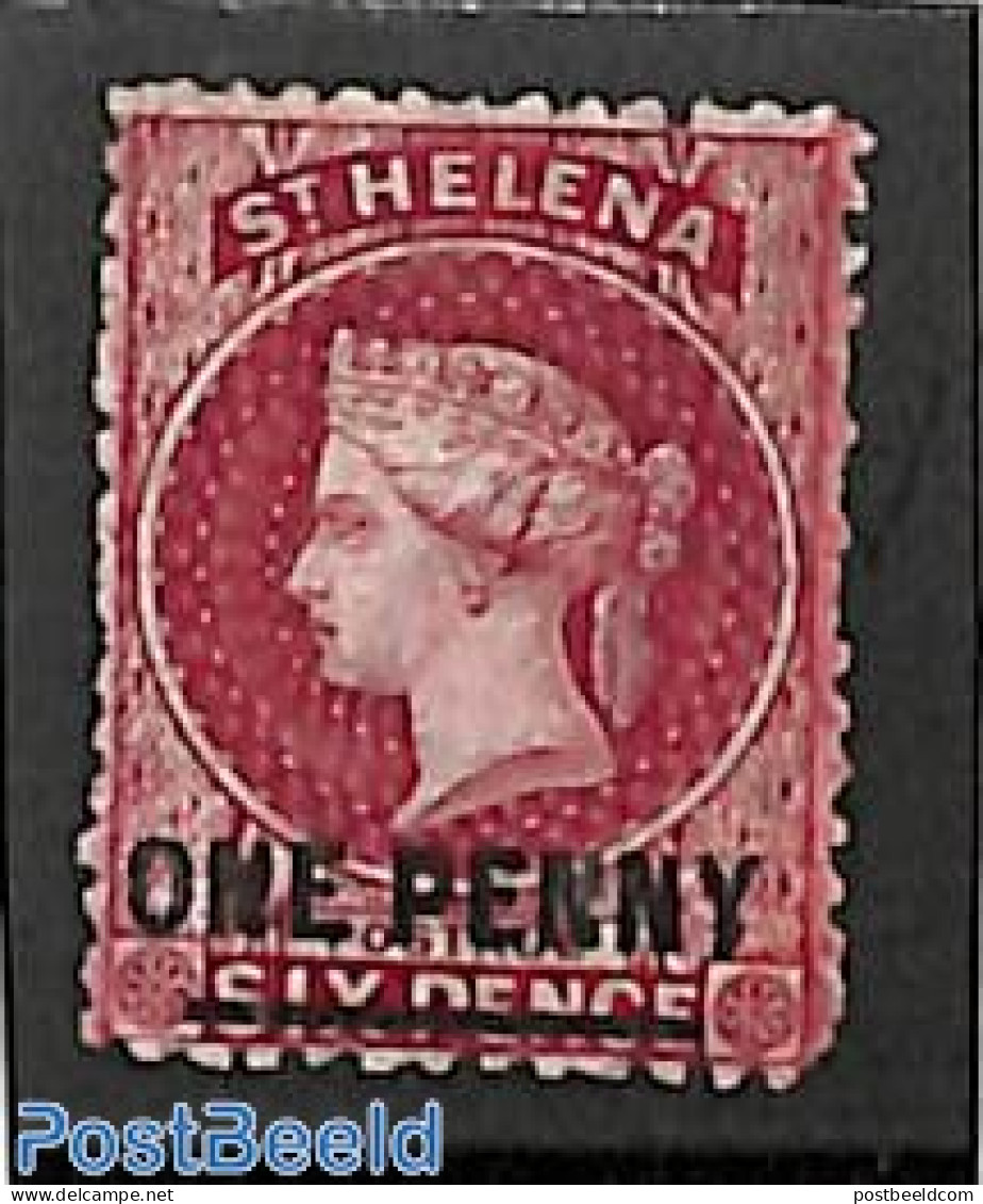 Saint Helena 1879 1d On 6d, Perf. 14:12.5, Unused Without Gum, Unused (hinged) - St. Helena