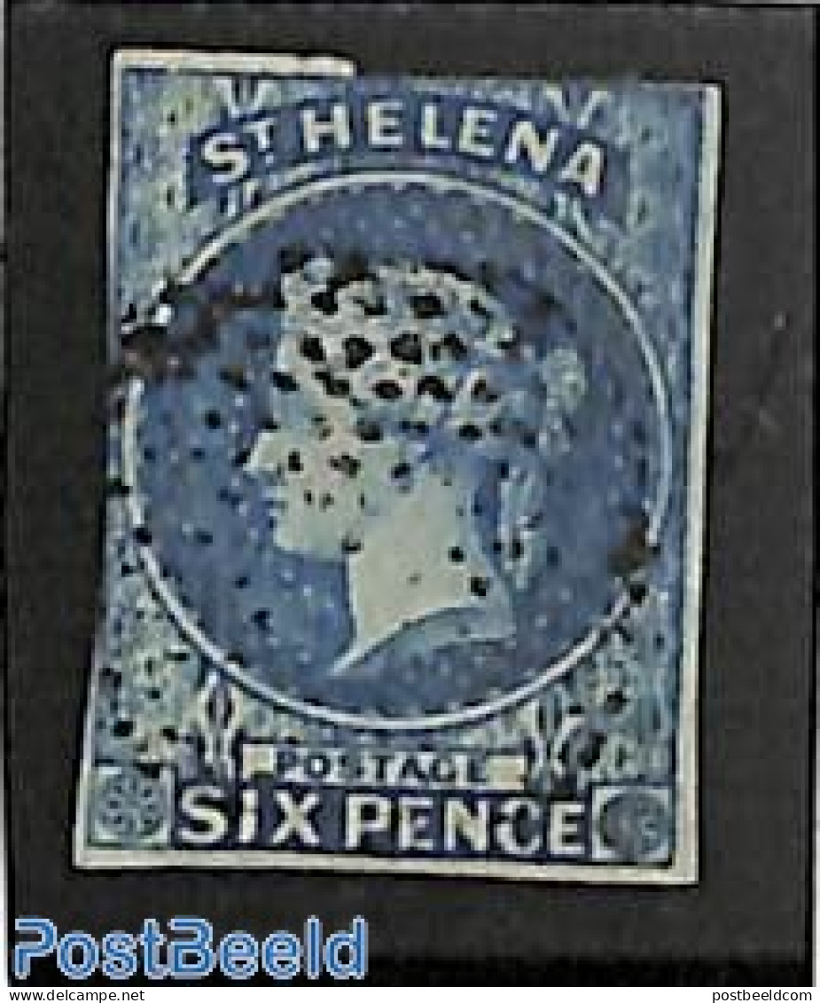 Saint Helena 1856 6d, Used Short Borders On Top And Left, Used Stamps - Saint Helena Island